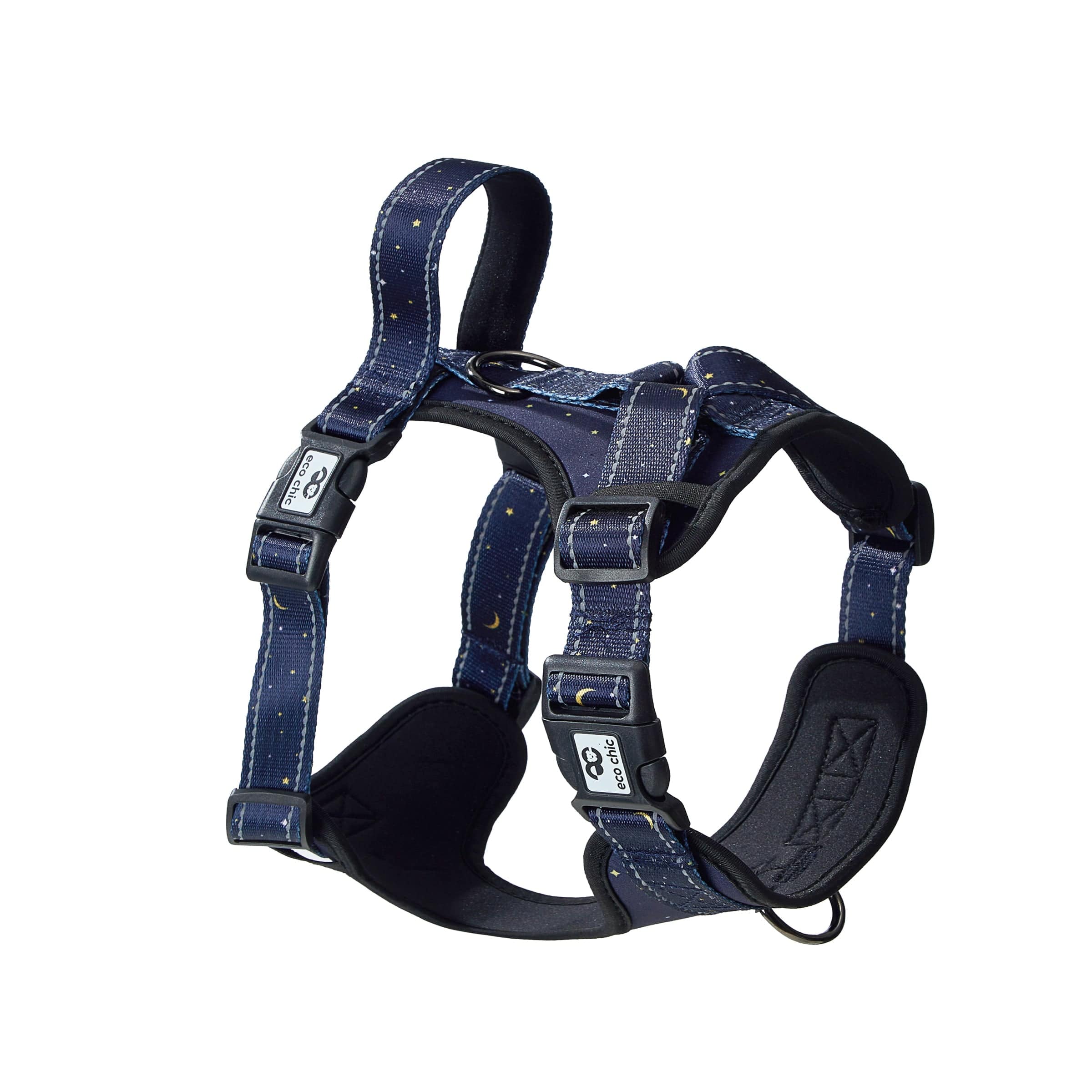 Eco Chic Small Eco Chic Recycled Dog Harness - Stars and Moons Navy