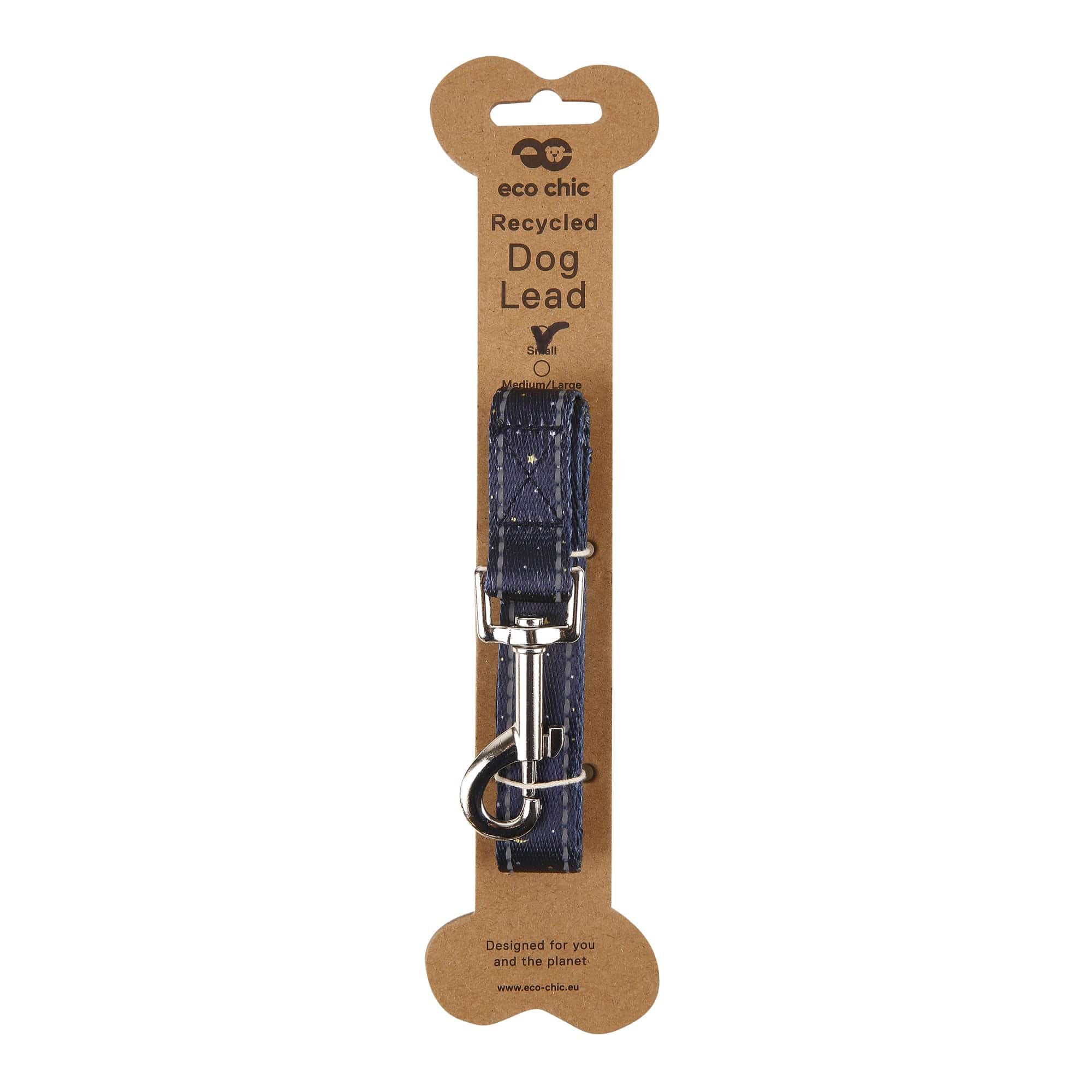 Eco Chic Eco Chic Recycled Dog Lead - Stars and Moons Navy