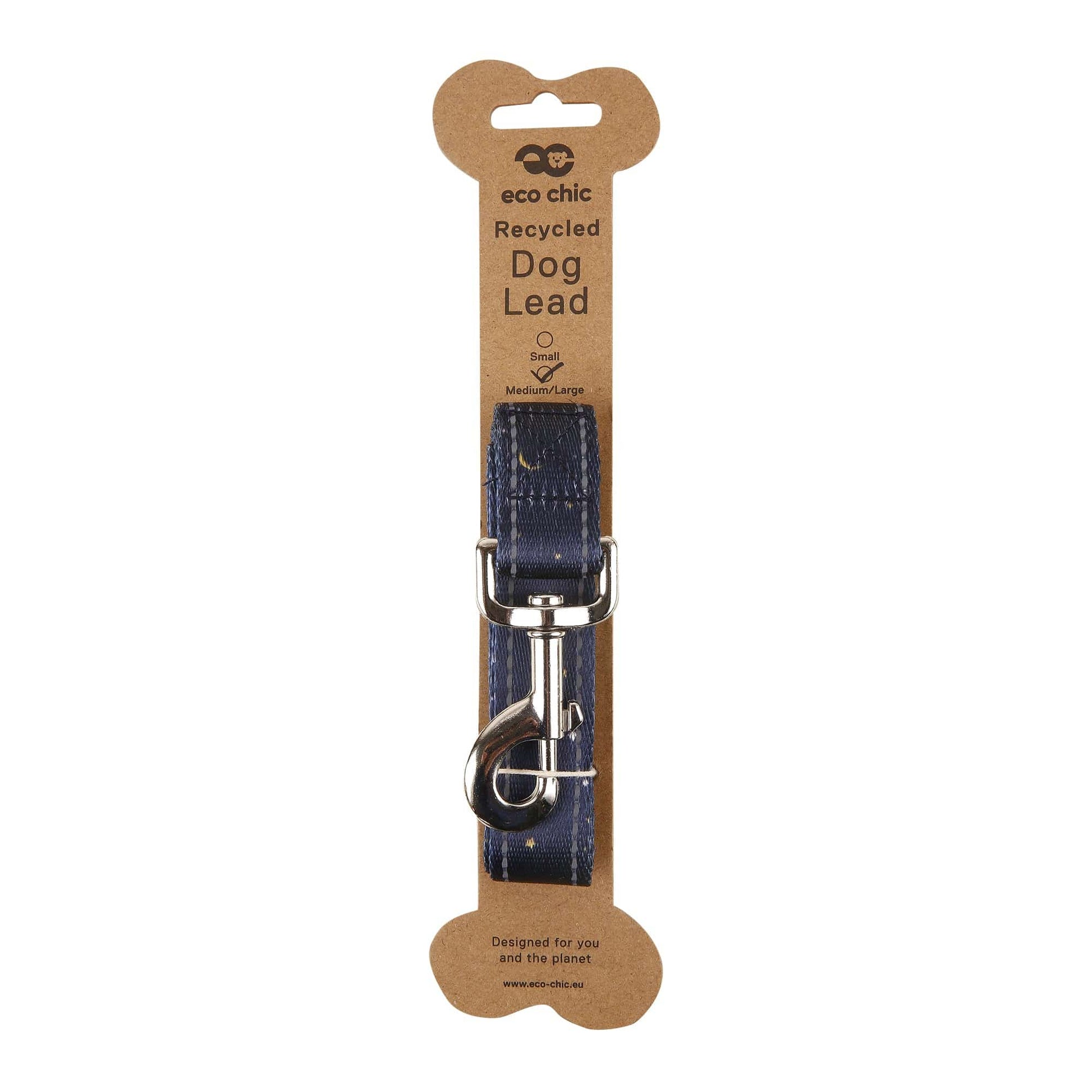 Eco Chic Eco Chic Recycled Dog Lead - Stars and Moons Navy