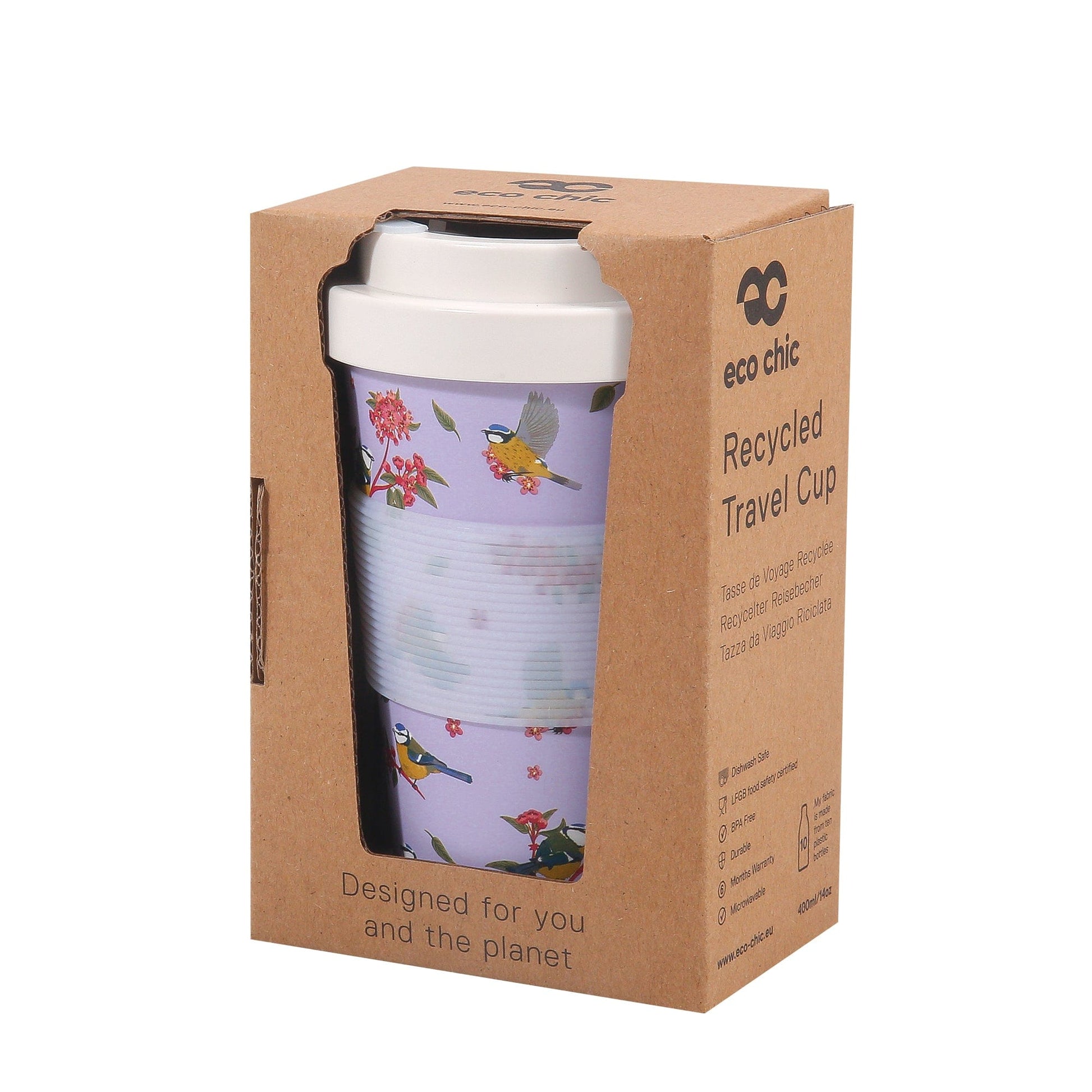Eco Chic Eco Chic Recycled Travel Cup Blue Tits