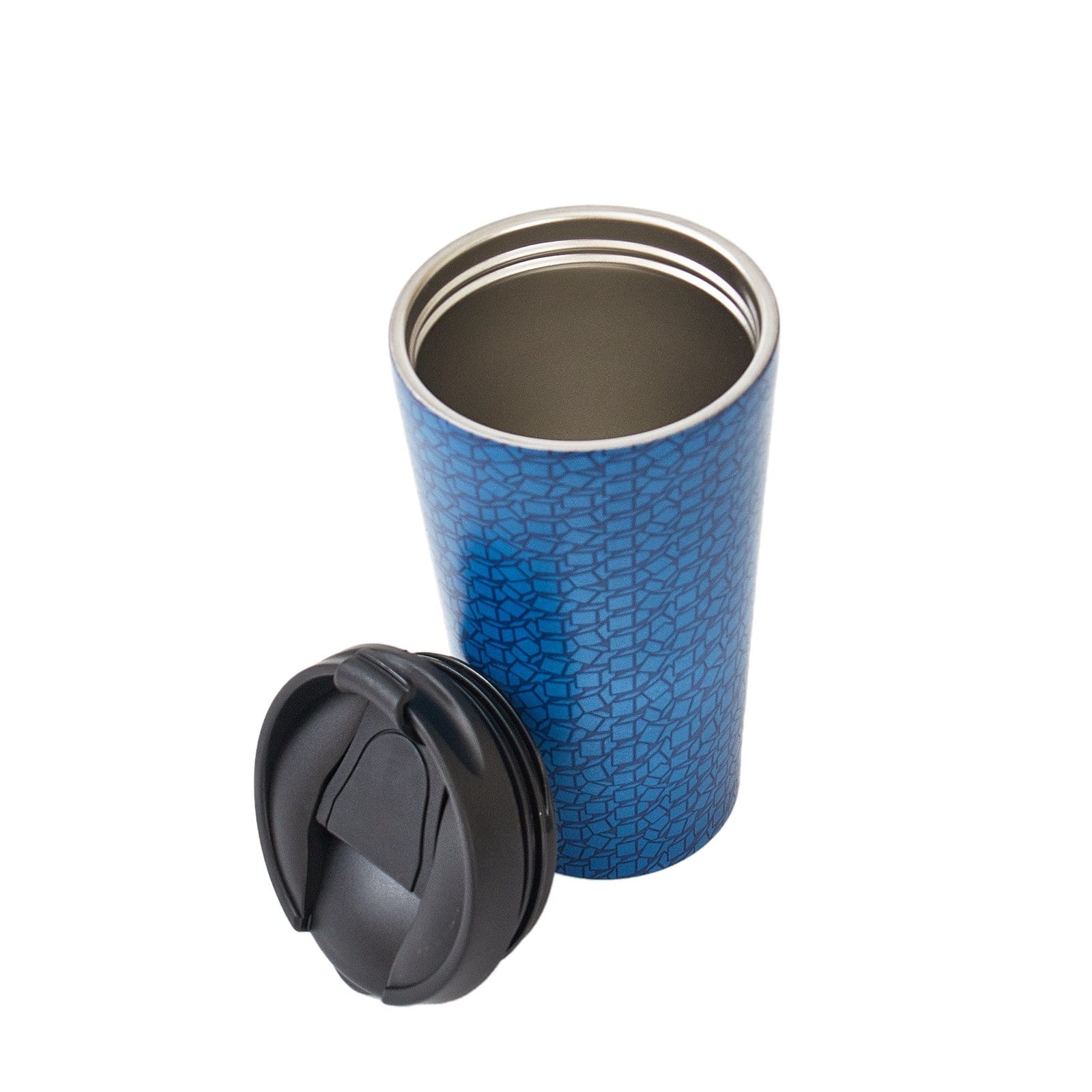 Eco Chic Eco Chic Thermal Coffee Cup Navy Disrupted Cubes