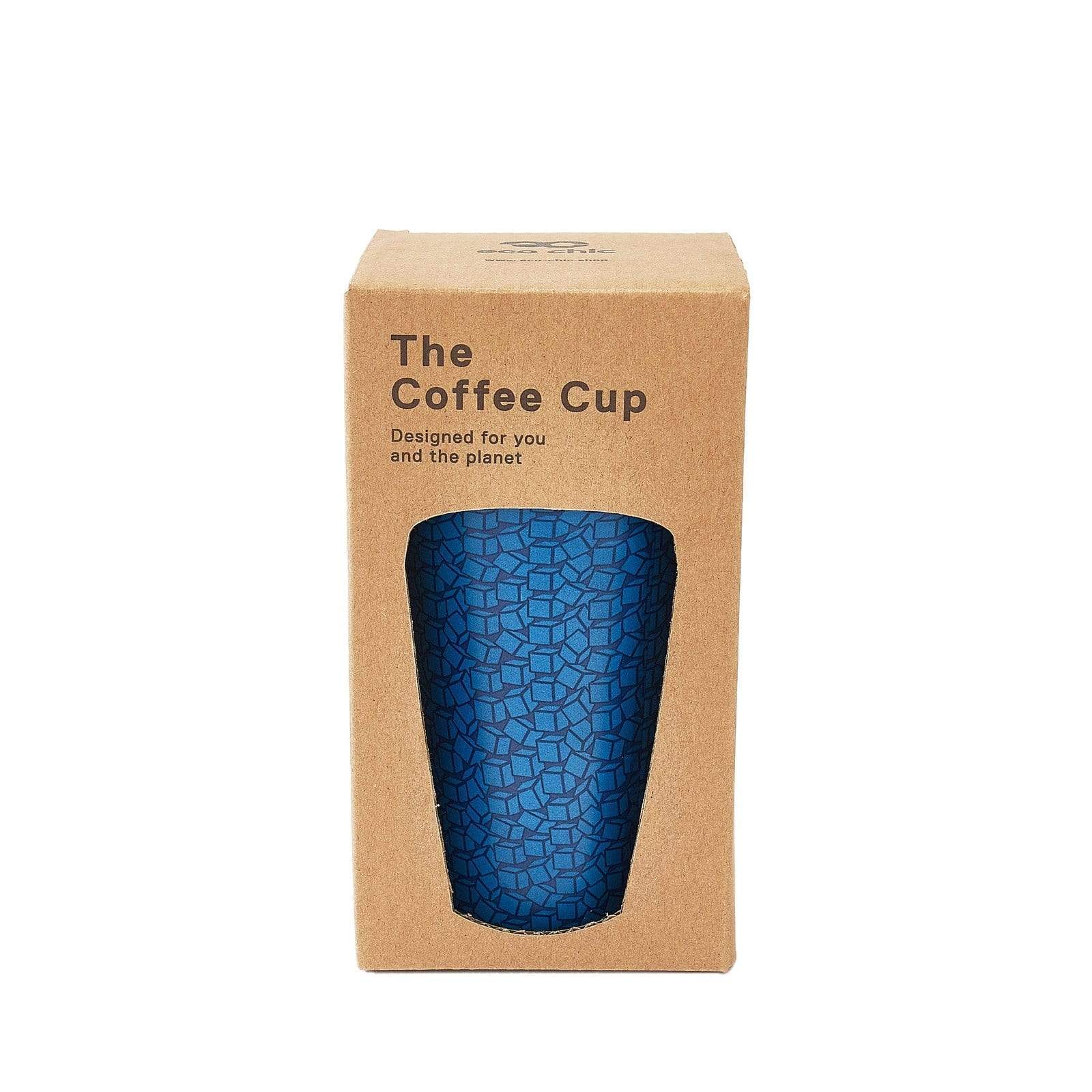 Eco Chic Eco Chic Thermal Coffee Cup Navy Disrupted Cubes