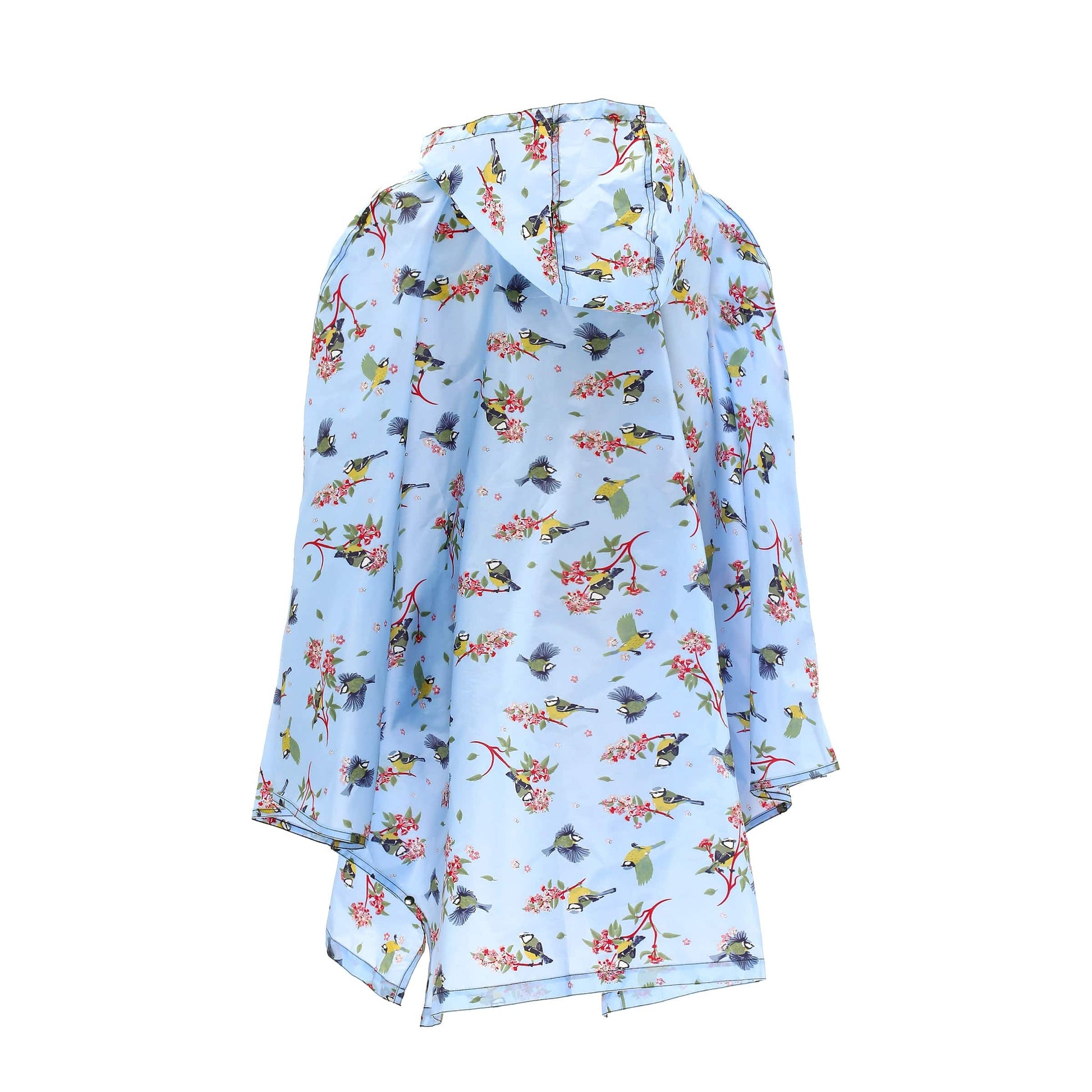 Eco Chic Eco Chic Waterproof Foldable Adult Poncho Blue Tits