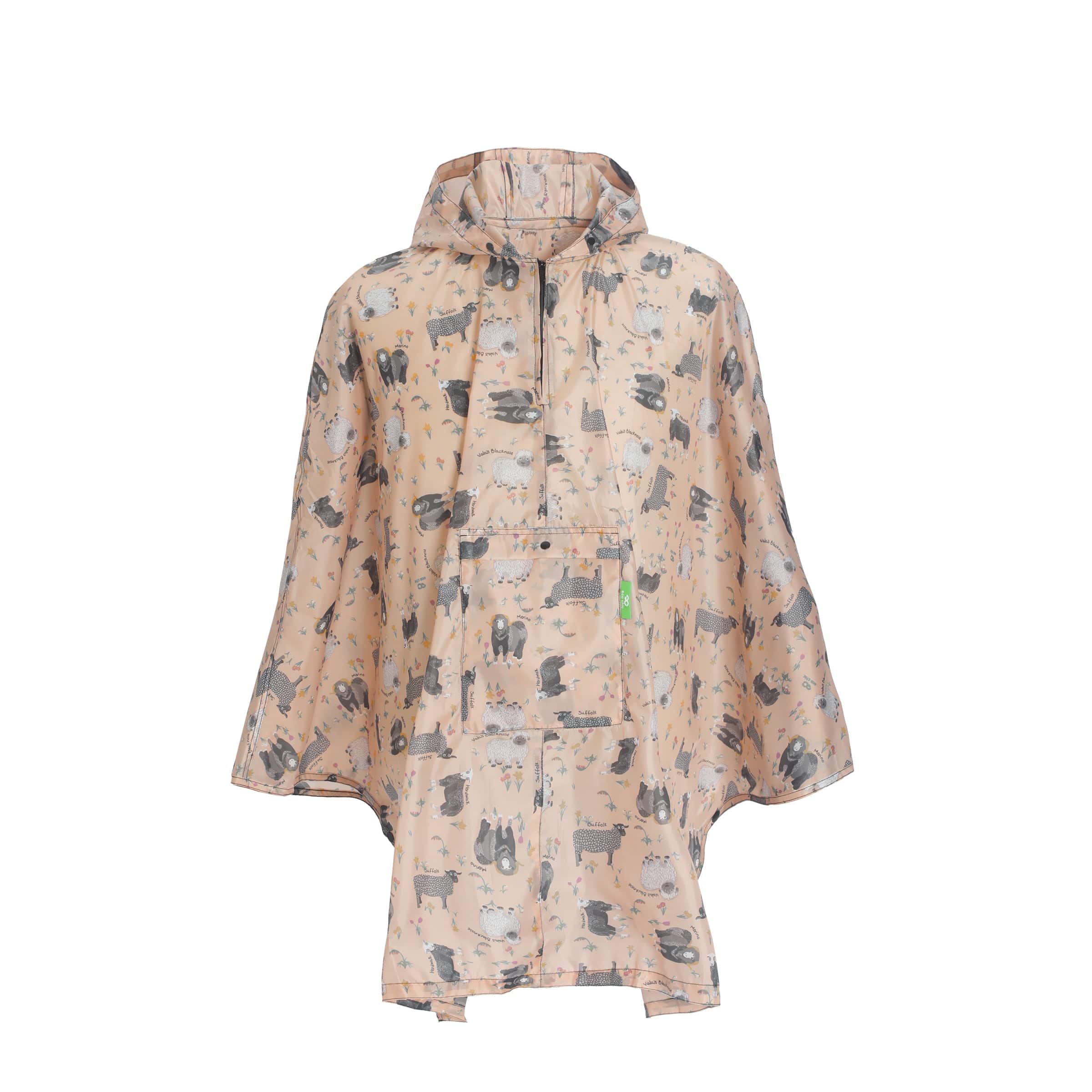 Eco Chic Eco Chic Waterproof Foldable Adult Poncho Sheep Realism