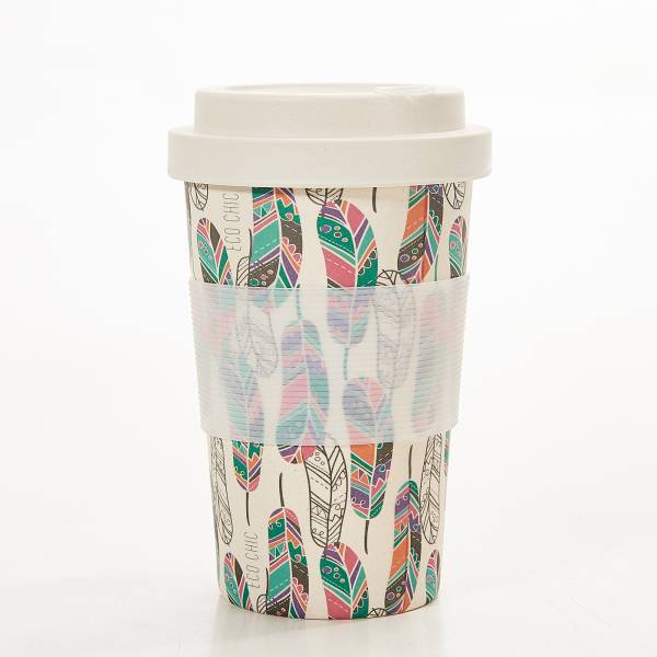 81036 Beige Feather Bamboo Cup Pack of 3