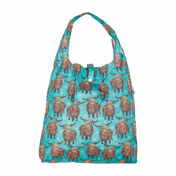 A26 Teal Highland Cow Shopper x2