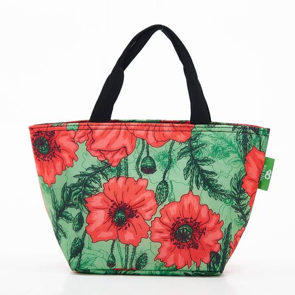 C09 Green Poppies Lunch Bag x2