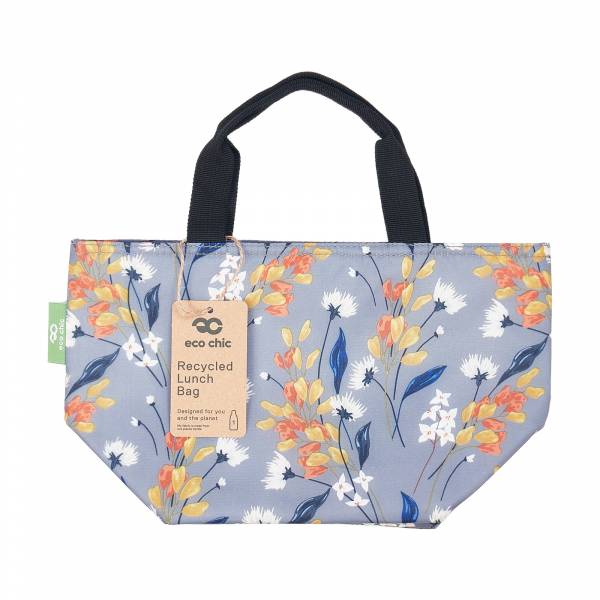 C67 Grey Flowers Lunch Bag x2