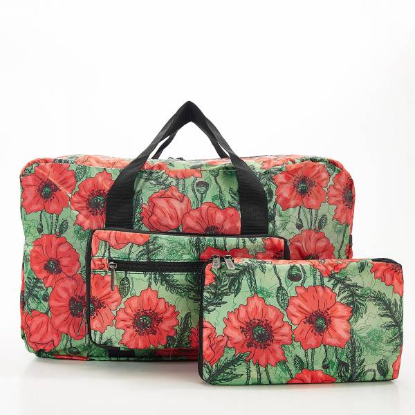 D09 Green Poppies Holdall x2