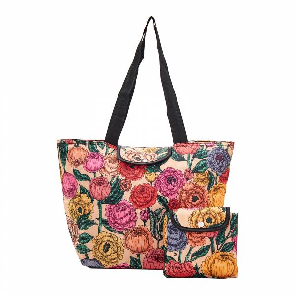 E06 Beige Peonies Insulated Shopping Bag x2