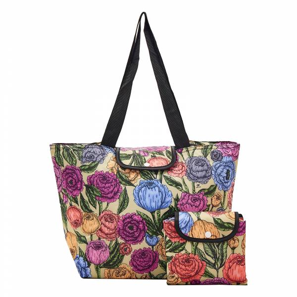 E06 Green Peonies Insulated Shopping Bag x2