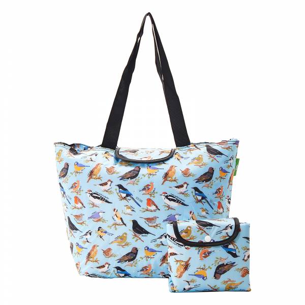 E08 Blue Wild Birds Insulated Shopping Bag x2