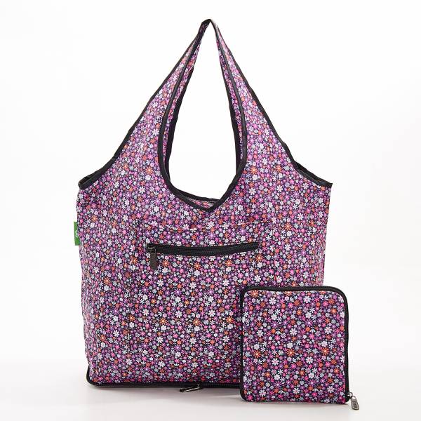 F01 Purple Ditsy Beach Bag x2