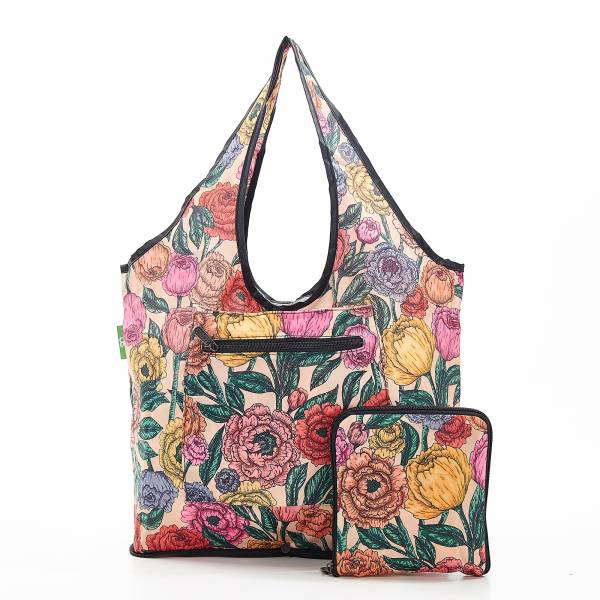 F06 Beige Peonies Beach Bag x2