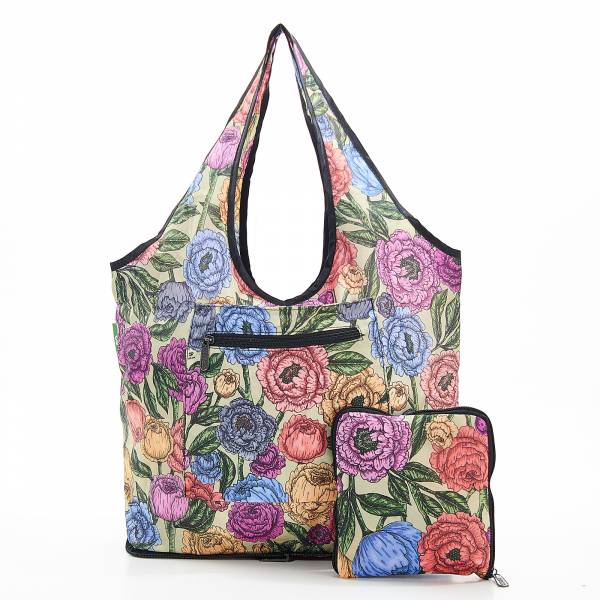 F06 Green Peonies Beach Bag x2