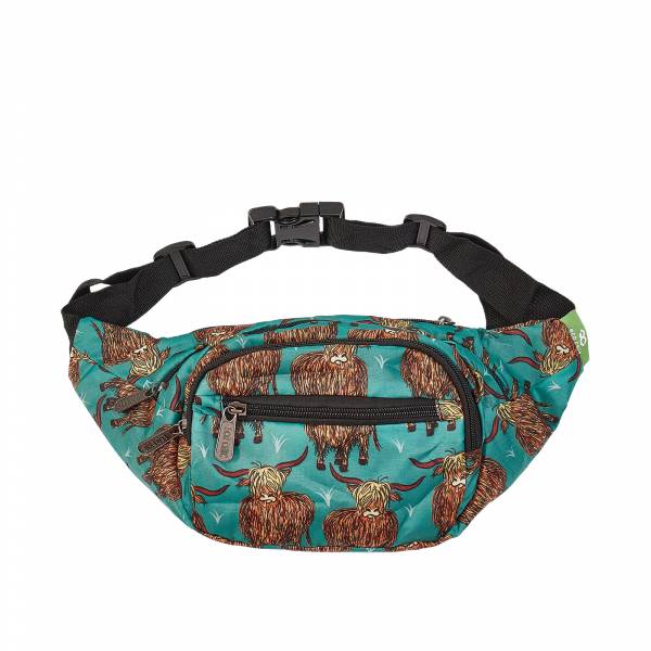 H19 Teal Highland Cow Bum Bag x2