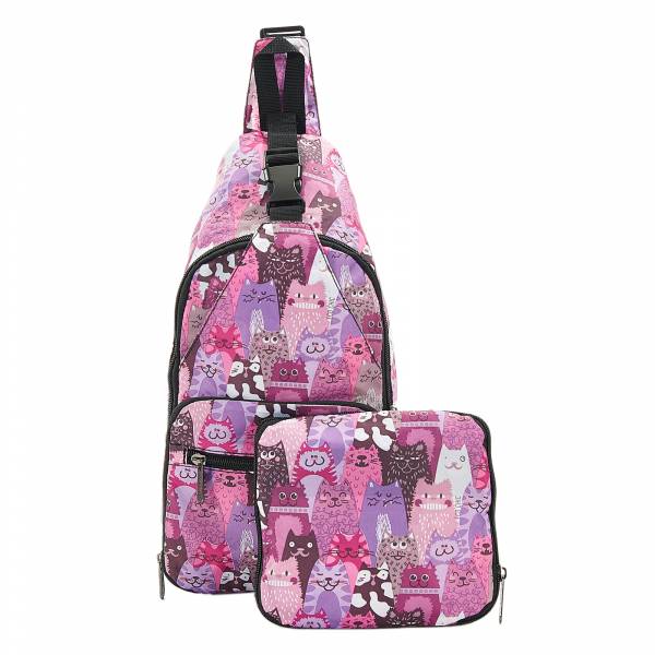 I09 Purple Stacking Cats Cross Body x2