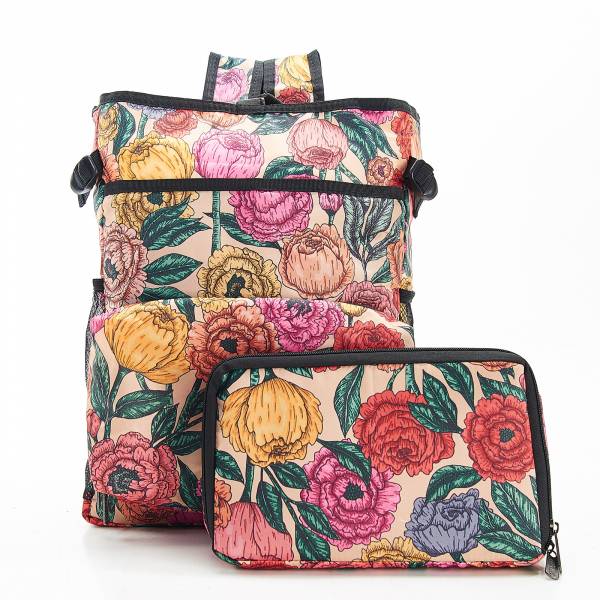 J03 Beige Peonies Insulated Backpack