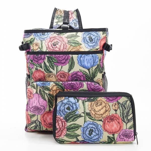 J03 Green Peonies Insulated Backpack
