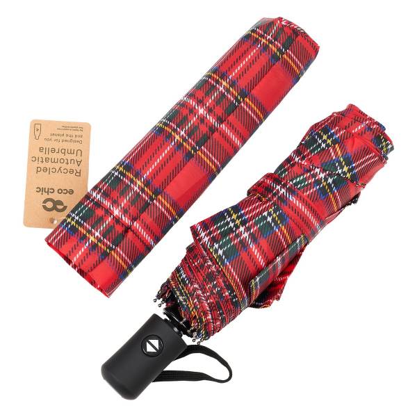 KA34 Red Tartan Automatic Umbrella