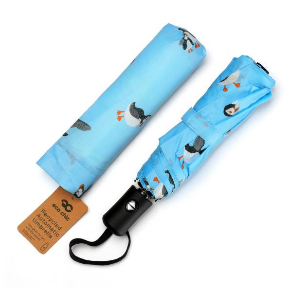 KA78 Blue Multi Puffin Automatic Umbrella