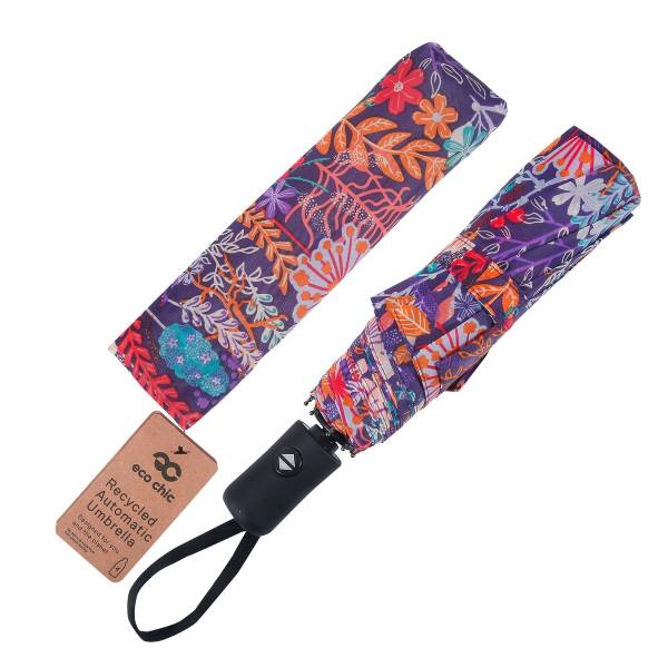 KA82 Purple Lush Floral Automatic Umbrella