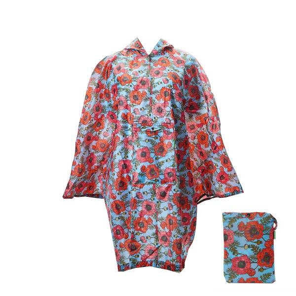 L15 Blue Poppies Foldable Poncho x2
