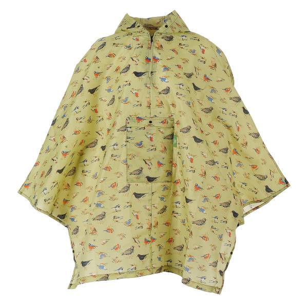 L17 Green Wild Birds Poncho x2