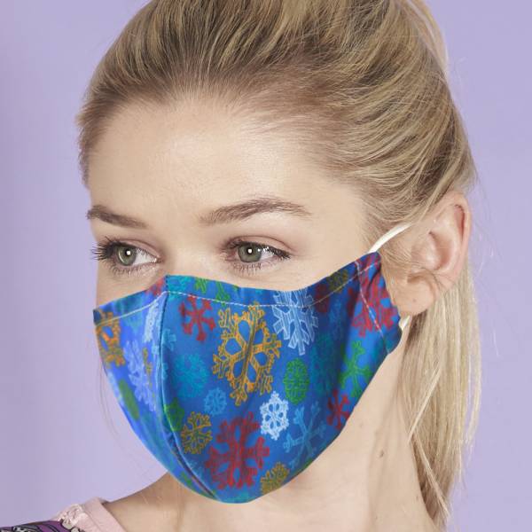 M22 Blue Sketchy Snowflakes Face Cover