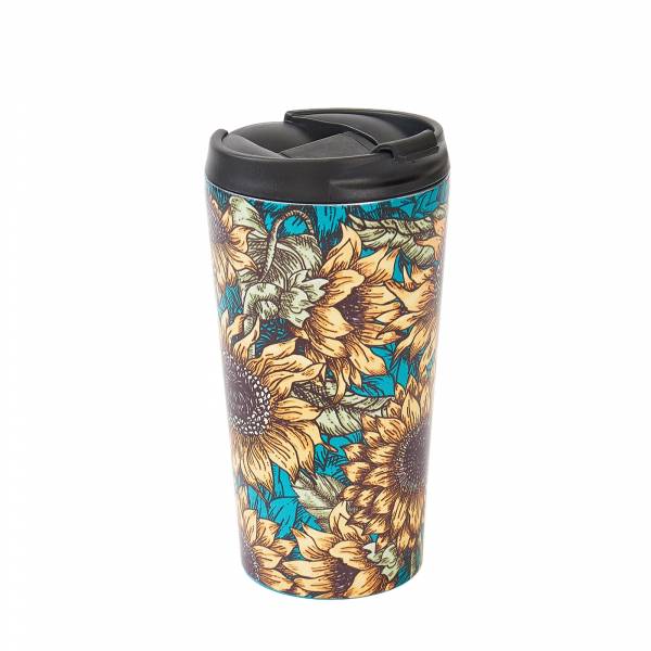 N15 Teal Sunflower Thermal Coffee Cup