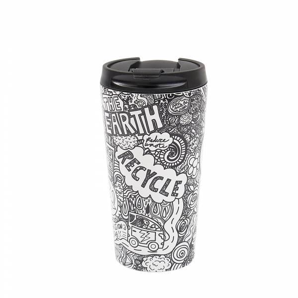 N22 Save The Planet Thermal Coffee Cup Black and White