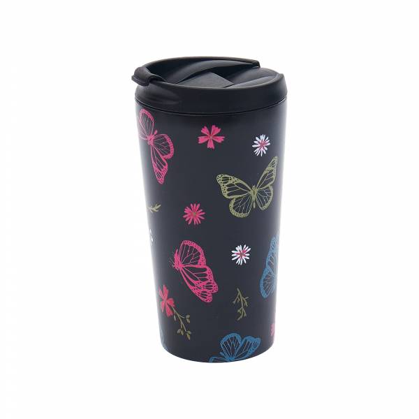 N32 Black Monarch Butterflies Thermal Coffee Cup