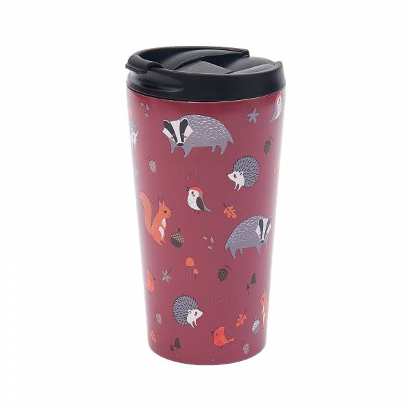 N35 Burgundy Woodland Thermal Coffee Cup