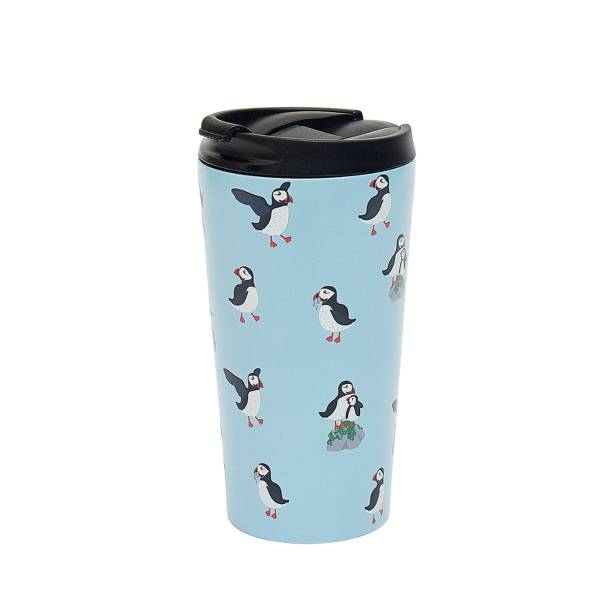 N78 Blue Multi Puffin Thermal Coffee Cup