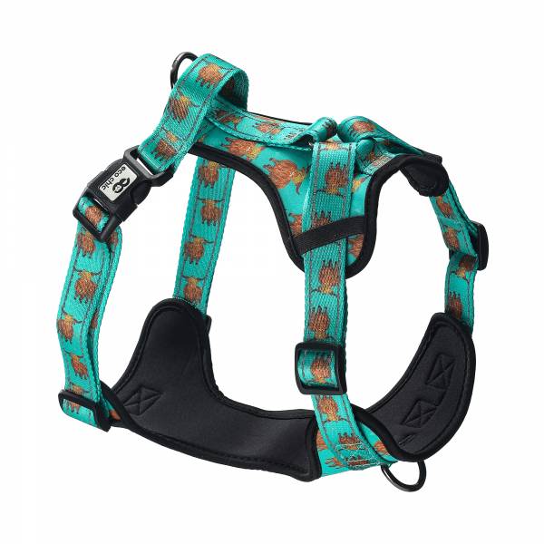 PH06Teal HighlandCow Dog Harness Medium44-56cm,17.32-22.05in