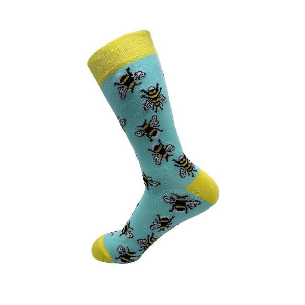 SK01 Blue Bumble Bee Bamboo Sock 4-8