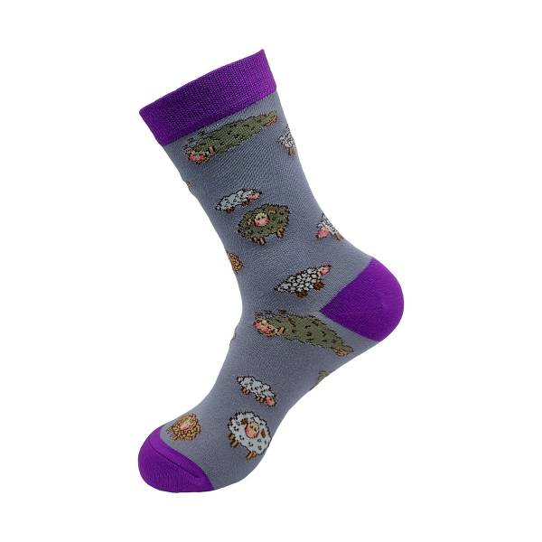 SK09 Lilac Cute Sheep Bamboo Sock 4-8