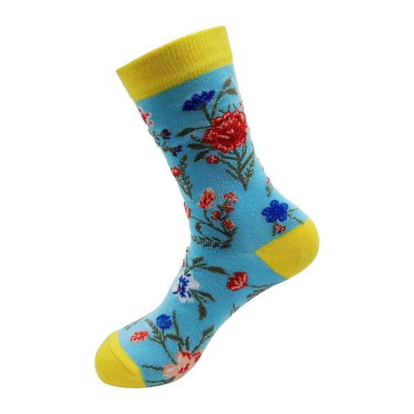 SK13 Blue Floral Bamboo Sock 4-8