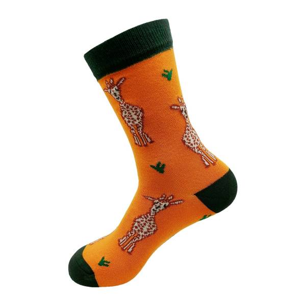 SK14 Orange Giraffes Bamboo Sock 4-8
