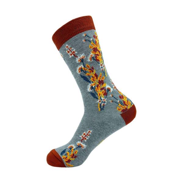 SK16 Grey Flowers Bamboo Sock 4-8