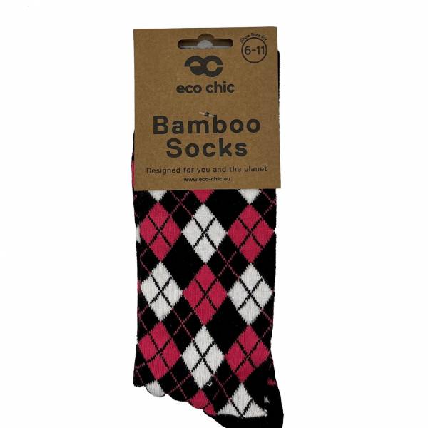 SKL01 Black Argyle Bamboo Sock 6-11