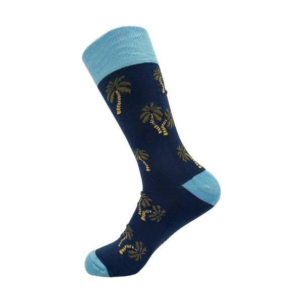 SKL06 Navy Palm Tree Bamboo Sock 6-11