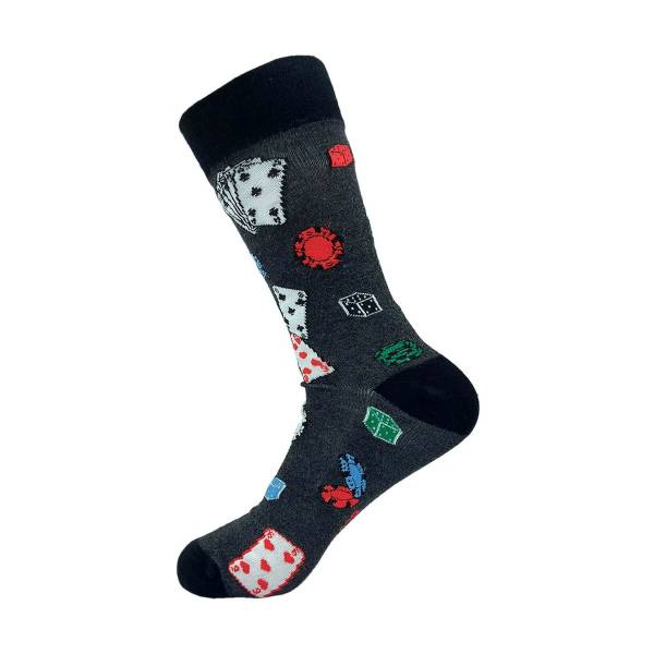 SKL07 Grey Poker And Dice Bamboo Sock 6-11