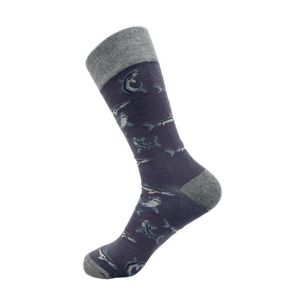 SKL08 Grey Sharks Bamboo Sock 6-11