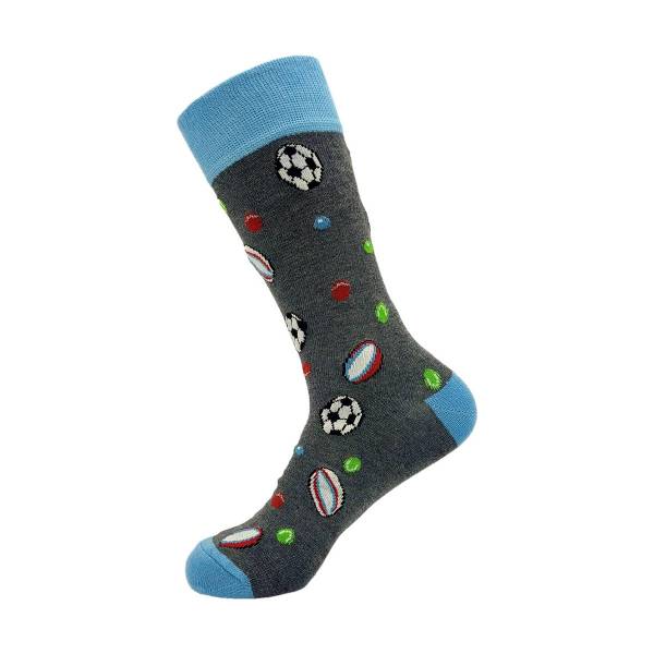 SKL09 Grey Sports Balls Bamboo Sock 6-11