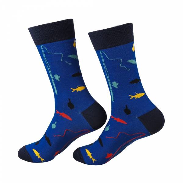 SKL14 Navy Fishing Bamboo Sock 6-11