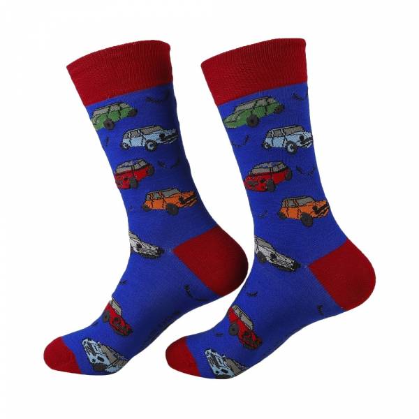 SKL16 Blue Minicar Bamboo Sock 6-11