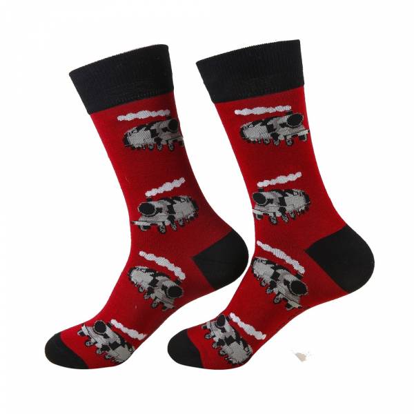 SKL18 Red Steam Train Bamboo Sock 6-11