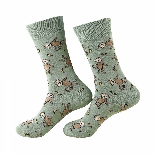 SKL90 Green Monkeys Bamboo Sock 6-11