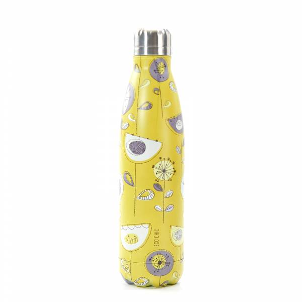 T01 Mustard 1950's Flower Thermal Bottle